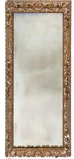 17th century gilt wood Mirror 17th century gilt wood Italian style carved and gilt wood Mirror.
Approx site size 51" x 26"
Approx overall size 60" x