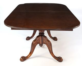Carved Claw and Ball Double Pedestal Dining Table