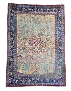 Hand Knotted Wool Pictorial Kerman Shaha Carpet, circa 1900