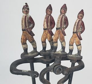 Antique Four-Piece Cast Iron Figural Hessian Fire Tool Set