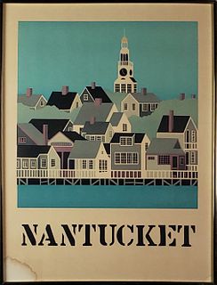 Vintage Maggie Meredith Nantucket Poster "View from Nantucket Harbor"