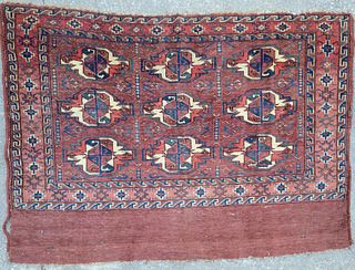 Antique Turkoman Tribal Bag Face Mafrash Carpet, circa 1900