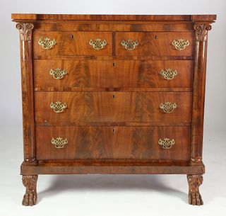 American Classical Empire Mahogany Chest of Drawers, 19th Century