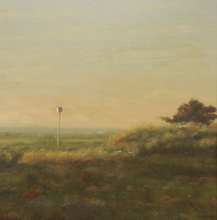 Robert Stark Jr. Oil on Board "Nantucket Landscape at Dusk"