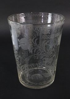 18th Century Etched Glass Beaker