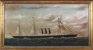 Oil on Canvas Portrait of the "British Steam-Sail City of New York"