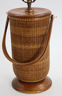 Nantucket Woven Basket Lamp, Contemporary