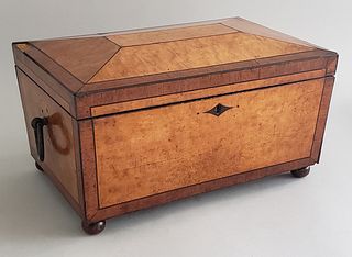 Bird's Eye Maple Double Compartment Tea Caddy, 19th Century