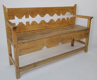 Antique Southwestern Spanish Colonial Cedar Bench