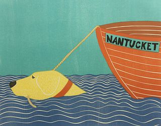 Stephen Huneck Limited Edition Nantucket Silkscreen Titled "Nantucket"