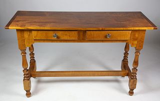 Eldred Wheeler Tiger Maple Two Drawer Table