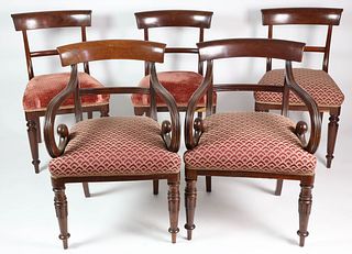 Five Classical American  Mahogany Dining Chairs, 19th Century