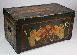 "HMS Charity" Nautical Decorated Trunk