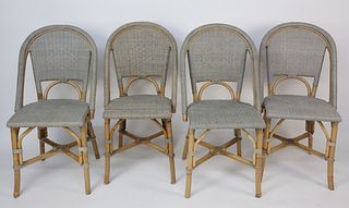 Set of Four Serena and Lily Caned and Bamboo Side Chairs