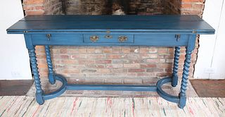 Blue Painted Narrow Console Extension Table