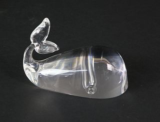 Signed Steuben Crystal Sperm Whale