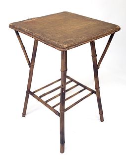 Vintage English Bamboo Square Side Table