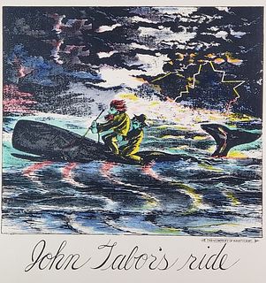 Vintage Hand Colored Nantucket Print, "John Tabor's Ride"