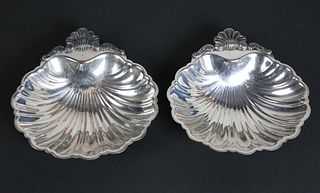 Pair of F.B. Rogers Silver Company Silver on Copper Scallop Form Dishes
