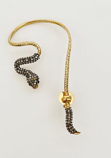 Champagne Diamond Slithering Snake Ear Cuff