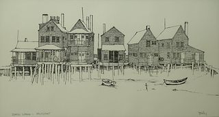 Roy Bailey Pencil Signed Etching "North Wharf - Nantucket"