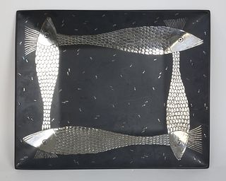 Emilia Castillo Sterling Silver and Metal Fish Platter, circa 1995