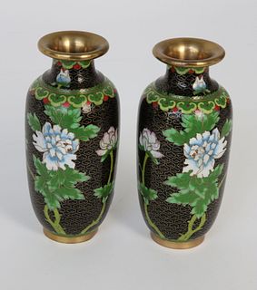 Pair of Petite Cloisonne Vases