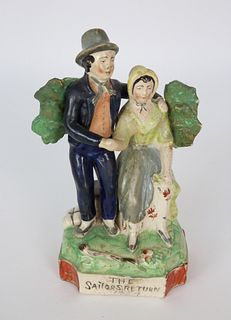 English Staffordshire Porcelain Figure "The Sailors Return," 19th Century