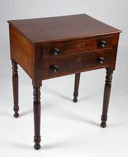 American Mahogany Two Drawer Work Stand, 19th Century