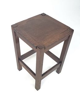 Vintage Arts and Crafts Oak Mission Style Inlaid Side Table