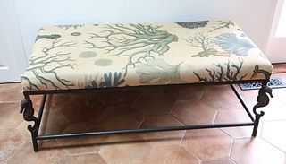 Contemporary Cast Iron "Seahorse" Banquette with Upholstered SeatÂ 