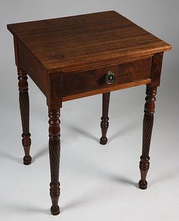 New England Sheraton Mahogany Inlaid One Drawer Work Stand, circa 1830