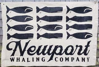 Oil on Canvas "Newport Whaling Company" Specimen Banner, Contemporary