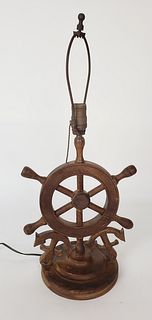 Vintage World War II Sailor Made Carved Folk Art Nautical Lamp