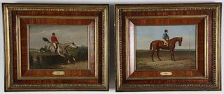 Pair of Francis Duyk Equestrian Paintings on Mahogany