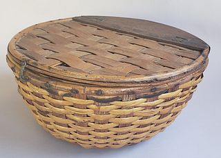American Antique W.E. Joy Rattan Woven Basket