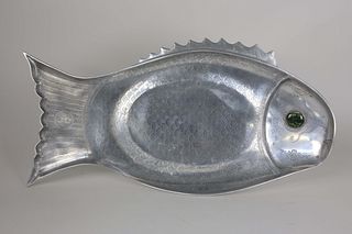 Arthur Court Polished and Engraved Pewter Serving Platter, circa 1975