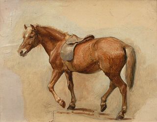 PORTRAIT OF A CHESTNUT HORSE OIL PAINTING