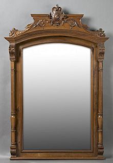 Henri II Style Carved Walnut Overmantel Mirror, c.