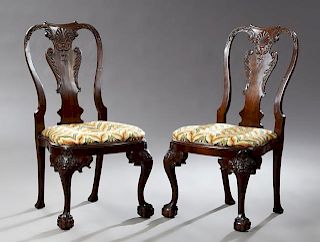 Pair of George I Style Carved Mahogany Side Chairs