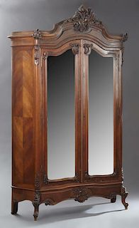 French Louis XV Style Carved Walnut Armoire, late