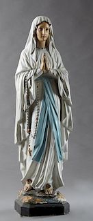 French Polychromed Plaster Figure of the Virgin Ma