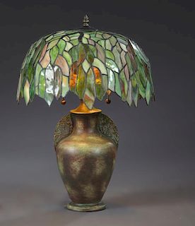 Tiffany Style Leaded Glass Table Lamp, late 20th c