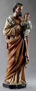 French Polychromed Plaster Figure of St. Joseph an