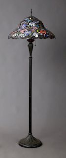 Tiffany Style Leaded Glass Floor Lamp, late 20th c