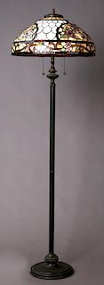 Tiffany Style Leaded Glass Floor Lamp, late 20th c