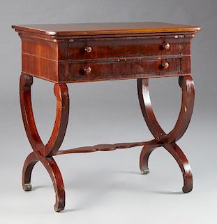 American Classical Style Carved Mahogany Work Tabl