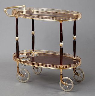 French Empire Style Gilt Brass Tea Cart, 20th c.,