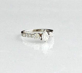 14K White Gold Lady's Dinner Ring, with a central