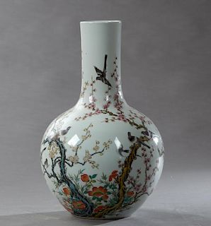 Large Chinese Porcelain Bottle Vase, 20th c., with